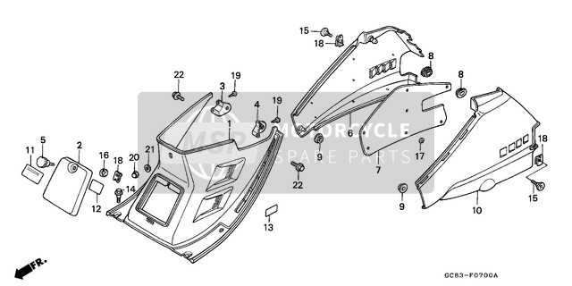 Honda NH80MS 1993 Centre Cover/Body Cover for a 1993 Honda NH80MS